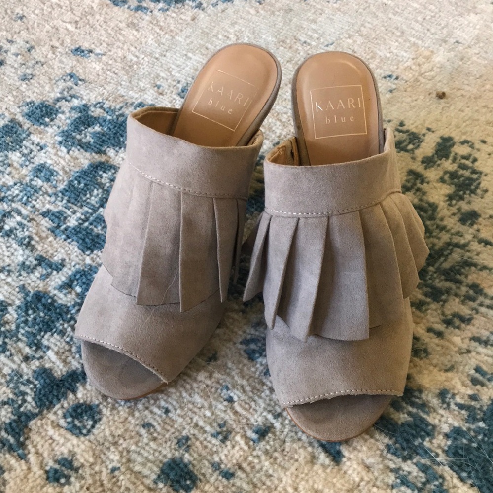 Ruffle Heel Mules (Kaari Blue)